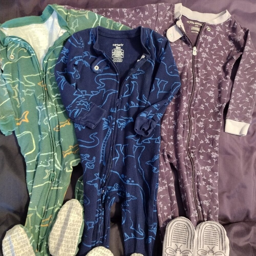 Footie PJ Lot - 2 Carter's & 1 Burt's